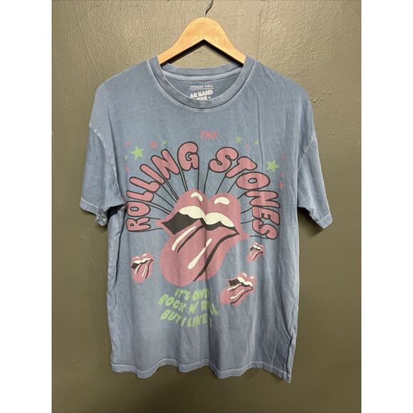 American Eagle Rolling Stones Band Oversized Cotton Blue T Shirt Medium - Picture 1 of 3